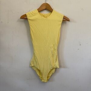 Paris Georgia Elegant Yellow Backless Bodysuit XS